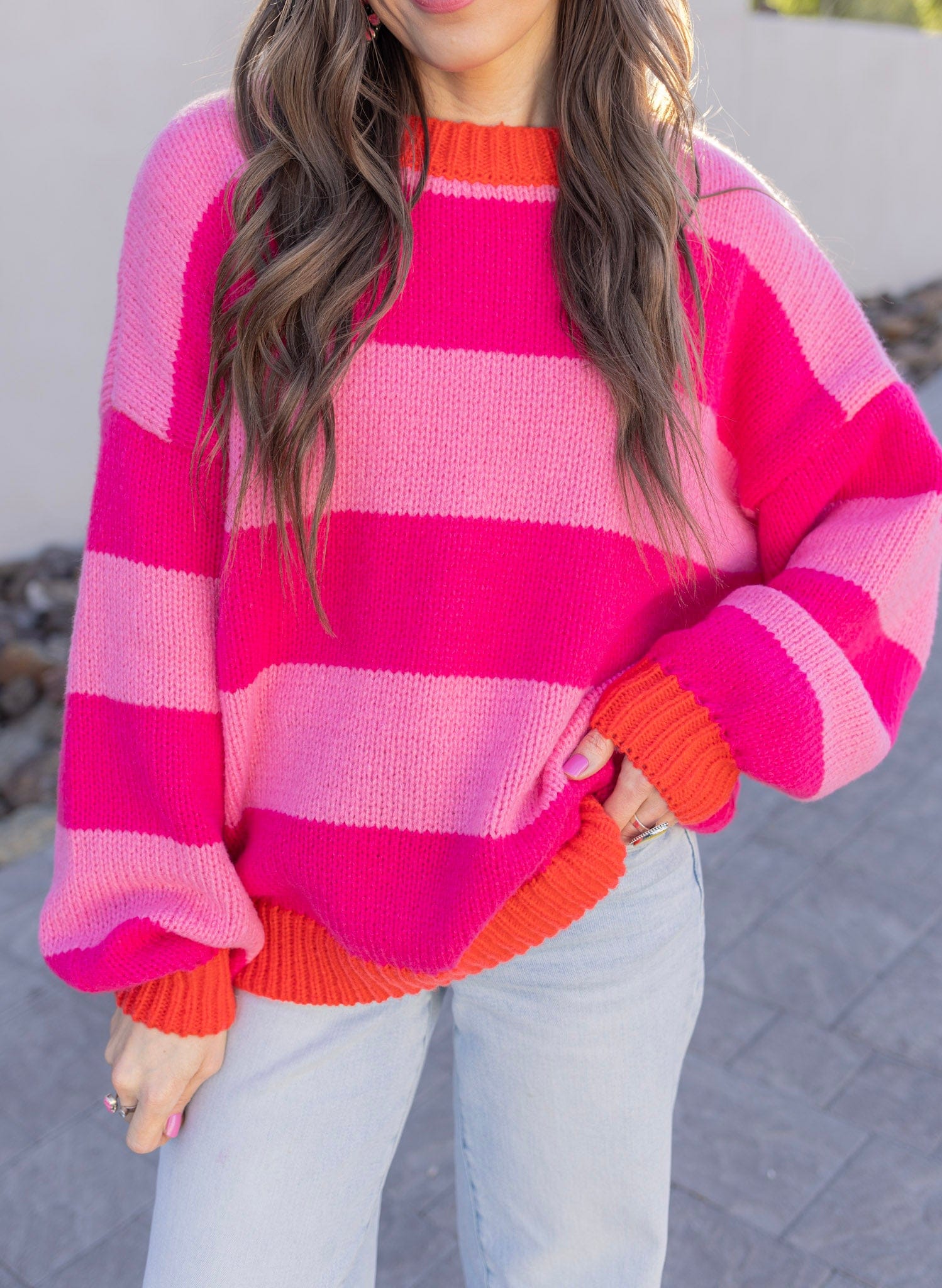 Kandy Stripes Long Sleeve Sweater-Sweater-Krush Kandy, Women's Online Fashion Boutique Located in Phoenix, Arizona (Scottsdale Area)