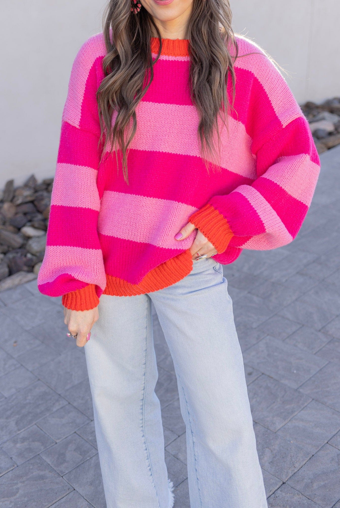 Kandy Stripes Long Sleeve Sweater-Sweater-Krush Kandy, Women's Online Fashion Boutique Located in Phoenix, Arizona (Scottsdale Area)