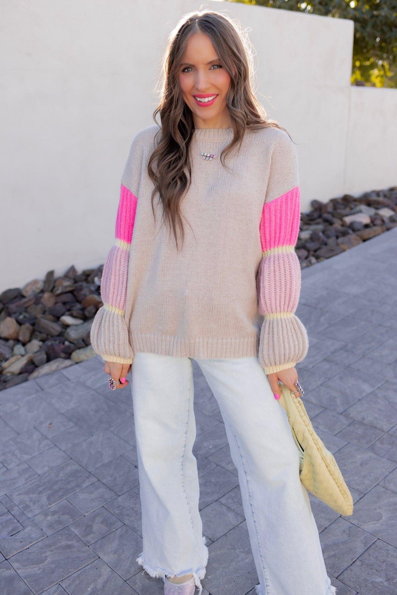 Cozy Kandy Stripe Sleeve Sweater-Sweater-Krush Kandy, Women's Online Fashion Boutique Located in Phoenix, Arizona (Scottsdale Area)