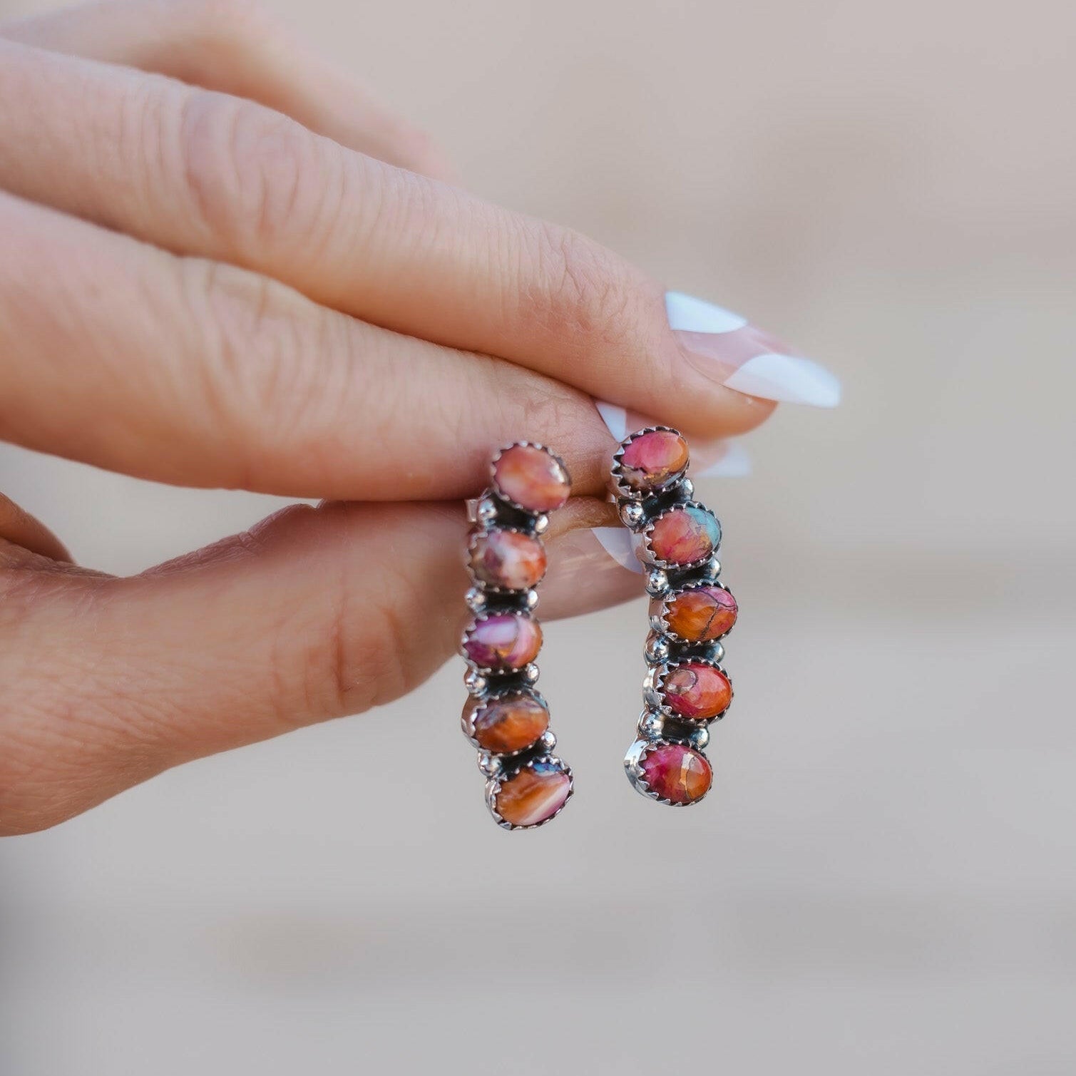 Angel Stone Sterling Silver Earrings-Drop Earrings-Krush Kandy, Women's Online Fashion Boutique Located in Phoenix, Arizona (Scottsdale Area)