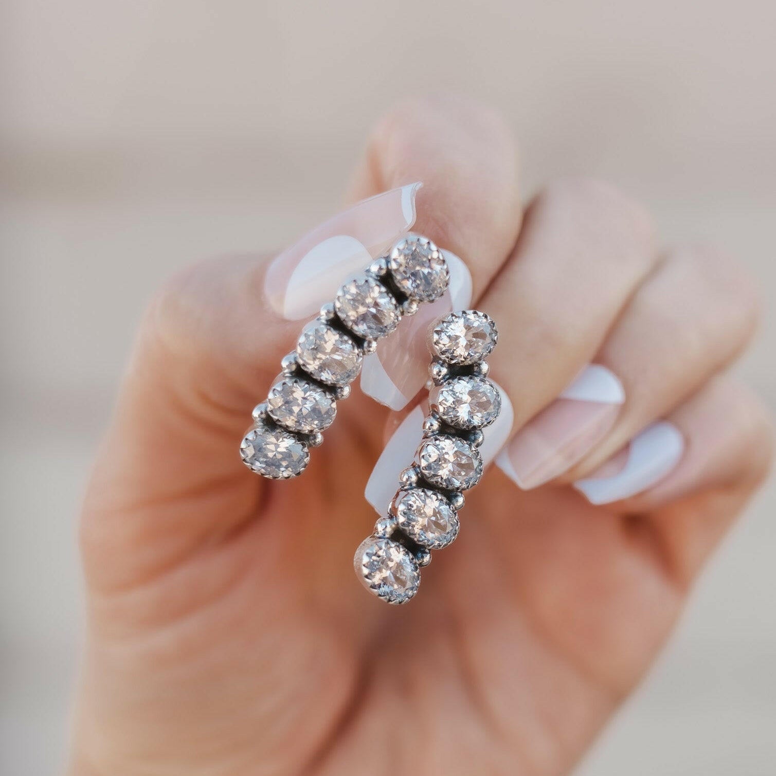 Angel Stone Sterling Silver Earrings-Drop Earrings-Krush Kandy, Women's Online Fashion Boutique Located in Phoenix, Arizona (Scottsdale Area)