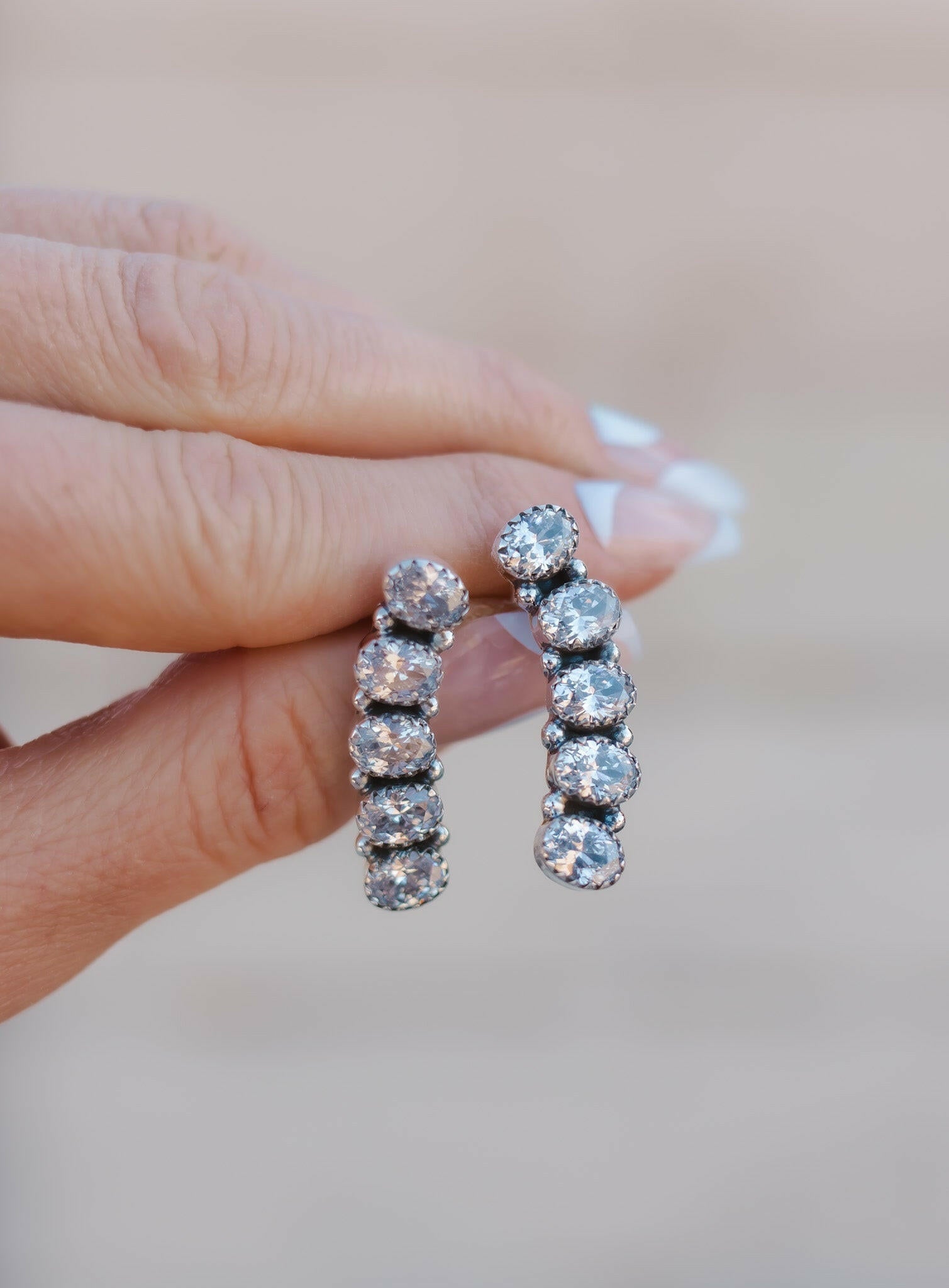 Angel Stone Sterling Silver Earrings-Drop Earrings-Krush Kandy, Women's Online Fashion Boutique Located in Phoenix, Arizona (Scottsdale Area)