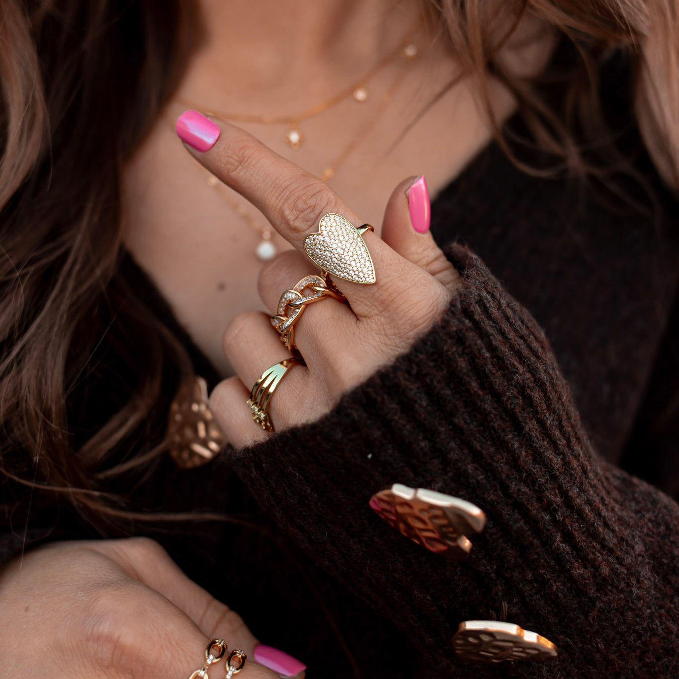 Dainty Long Heart Ring