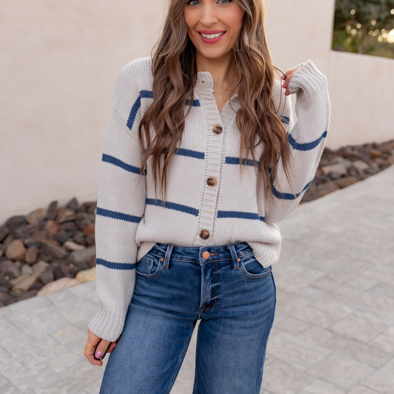 Cloudy Skies Relaxed Stripe Cardigan-Cardigan-Krush Kandy, Women's Online Fashion Boutique Located in Phoenix, Arizona (Scottsdale Area)