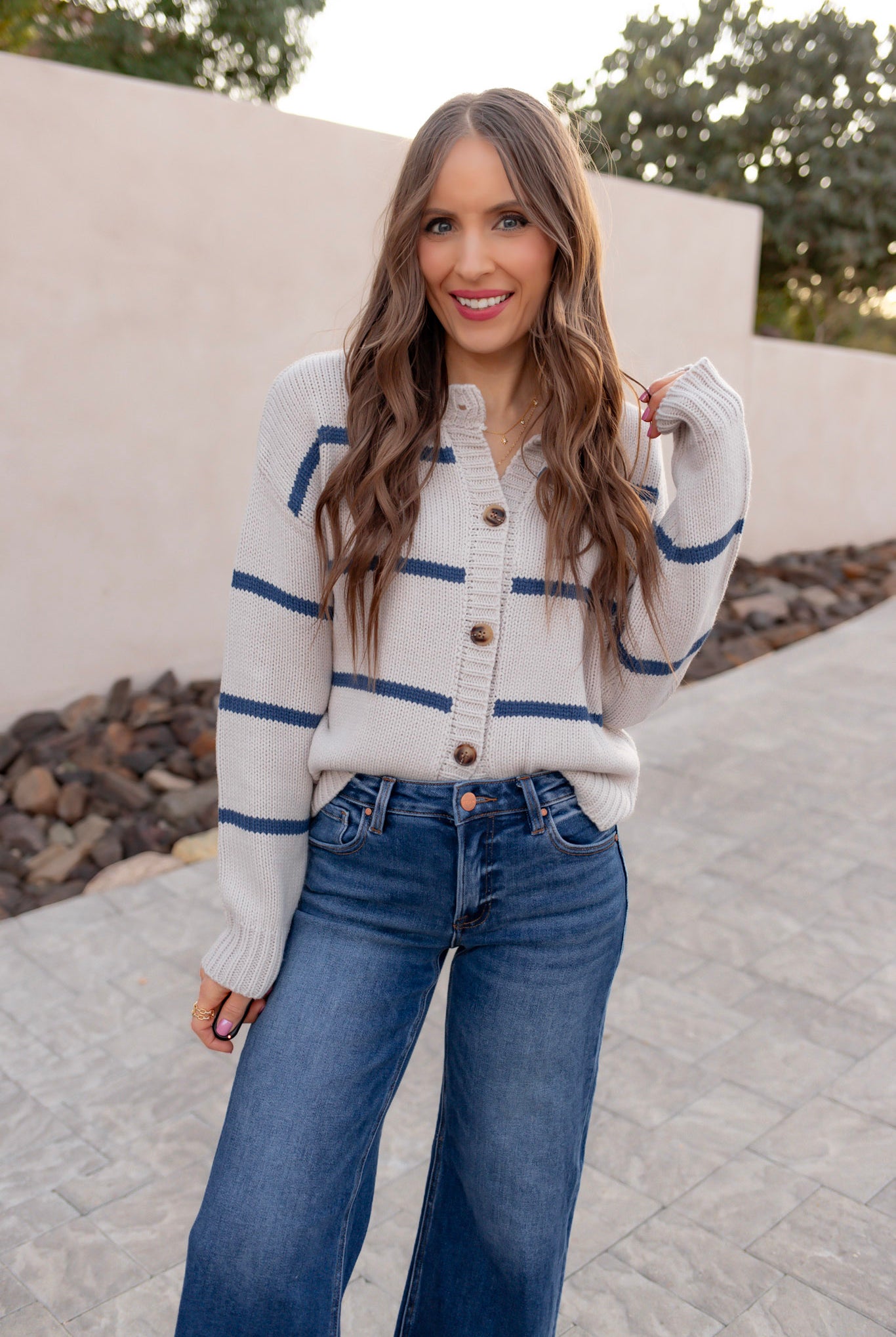 Cloudy Skies Relaxed Stripe Cardigan-Cardigan-Krush Kandy, Women's Online Fashion Boutique Located in Phoenix, Arizona (Scottsdale Area)