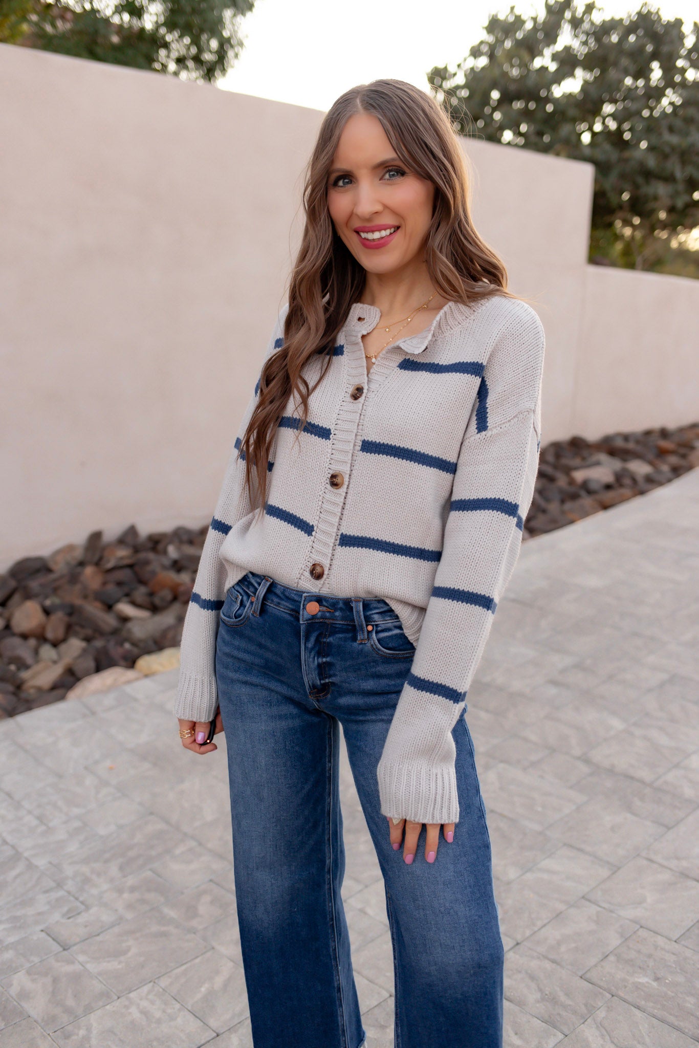 Cloudy Skies Relaxed Stripe Cardigan-Cardigan-Krush Kandy, Women's Online Fashion Boutique Located in Phoenix, Arizona (Scottsdale Area)