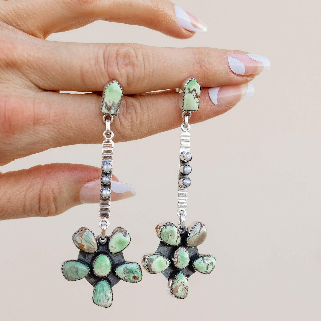 Soul Sister Flower Sterling Silver & Stone Earrings MADE TO ORDER-Drop Earrings-Krush Kandy, Women's Online Fashion Boutique Located in Phoenix, Arizona (Scottsdale Area)