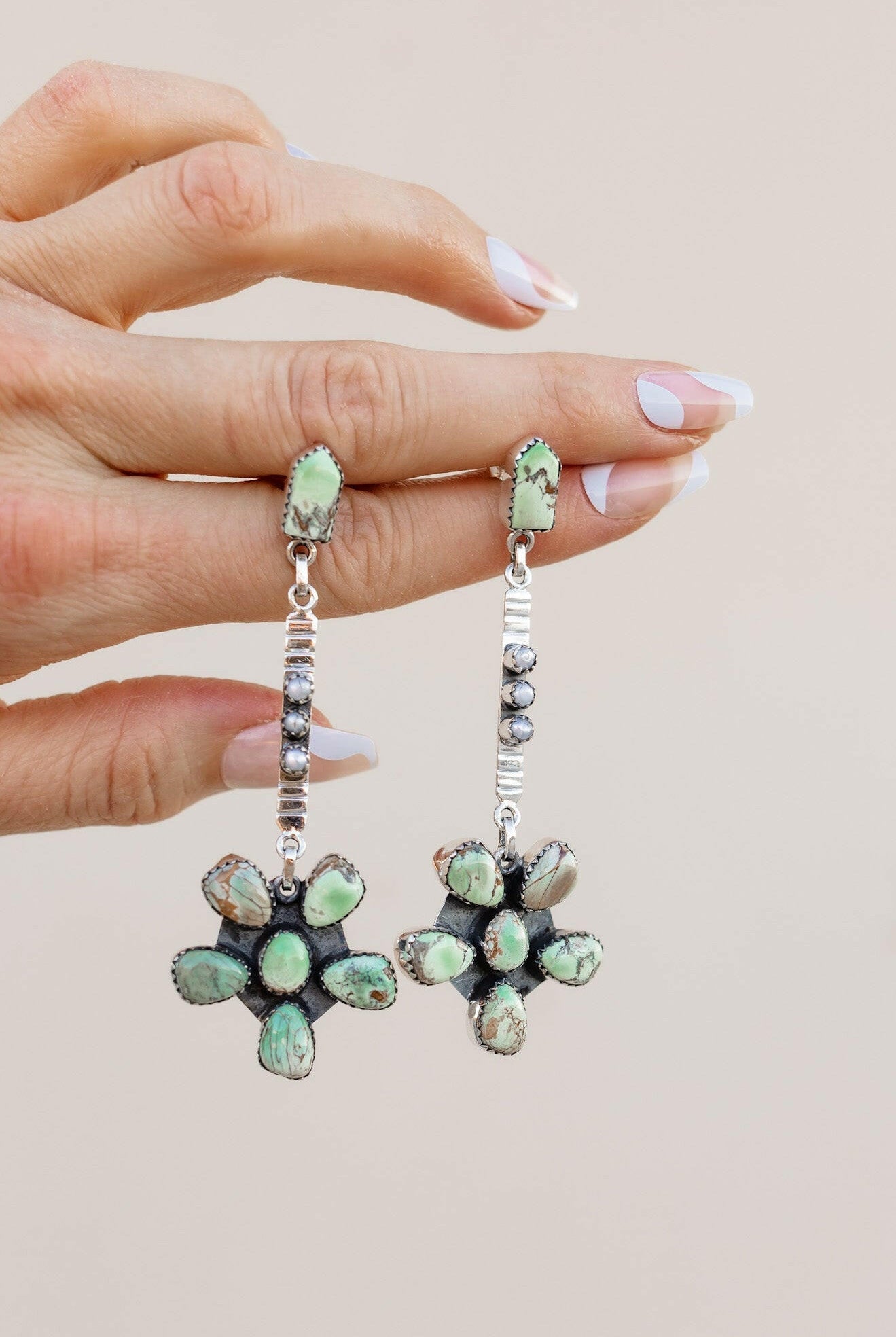 Soul Sister Flower Sterling Silver & Stone Earrings MADE TO ORDER-Drop Earrings-Krush Kandy, Women's Online Fashion Boutique Located in Phoenix, Arizona (Scottsdale Area)