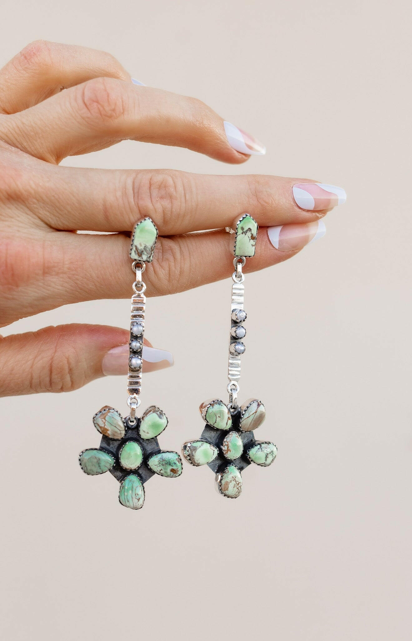 Soul Sister Flower Sterling Silver & Stone Earrings MADE TO ORDER-Drop Earrings-Krush Kandy, Women's Online Fashion Boutique Located in Phoenix, Arizona (Scottsdale Area)