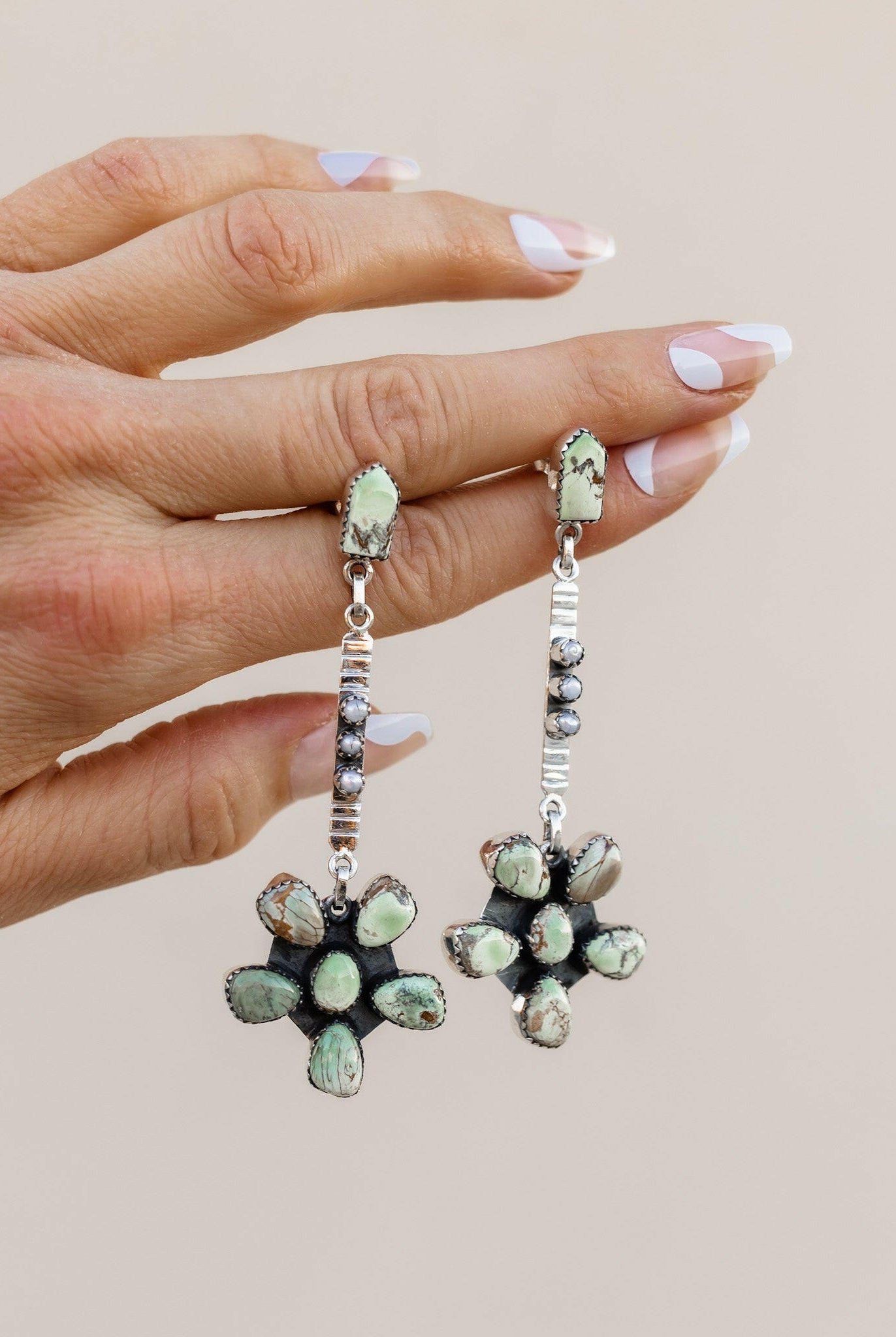 Soul Sister Flower Sterling Silver & Stone Earrings MADE TO ORDER-Drop Earrings-Krush Kandy, Women's Online Fashion Boutique Located in Phoenix, Arizona (Scottsdale Area)