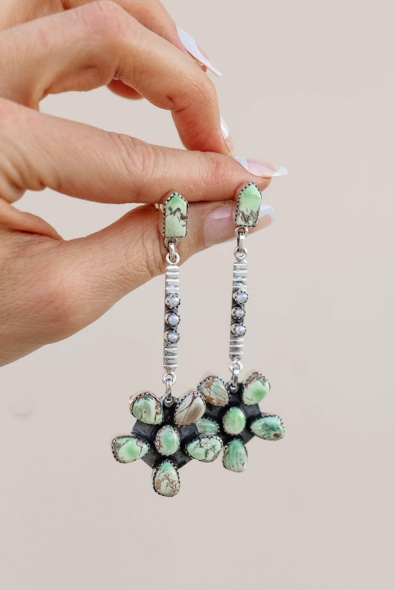 Soul Sister Flower Sterling Silver & Stone Earrings MADE TO ORDER-Drop Earrings-Krush Kandy, Women's Online Fashion Boutique Located in Phoenix, Arizona (Scottsdale Area)