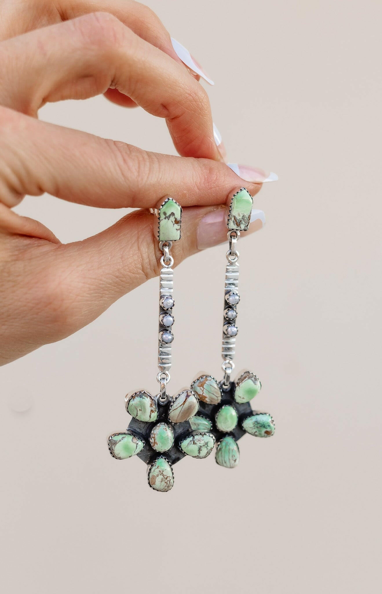 Soul Sister Flower Sterling Silver & Stone Earrings MADE TO ORDER-Drop Earrings-Krush Kandy, Women's Online Fashion Boutique Located in Phoenix, Arizona (Scottsdale Area)