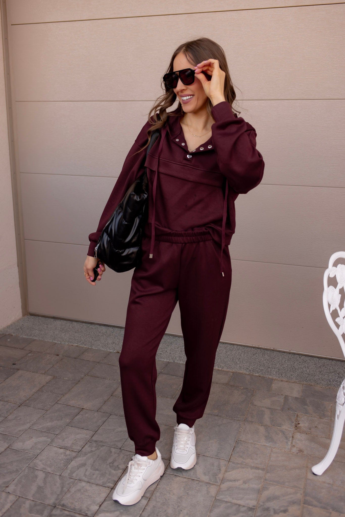 Busy Bee Button Drawstring Cropped Hoodie Jogger 2pcs Set-2 Piece Outfit Sets-Krush Kandy, Women's Online Fashion Boutique Located in Phoenix, Arizona (Scottsdale Area)