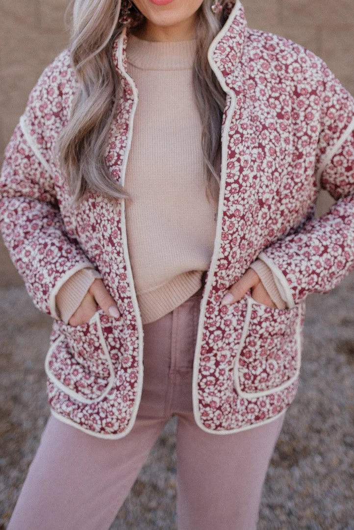 Floral print quilted jacket - 008A2407