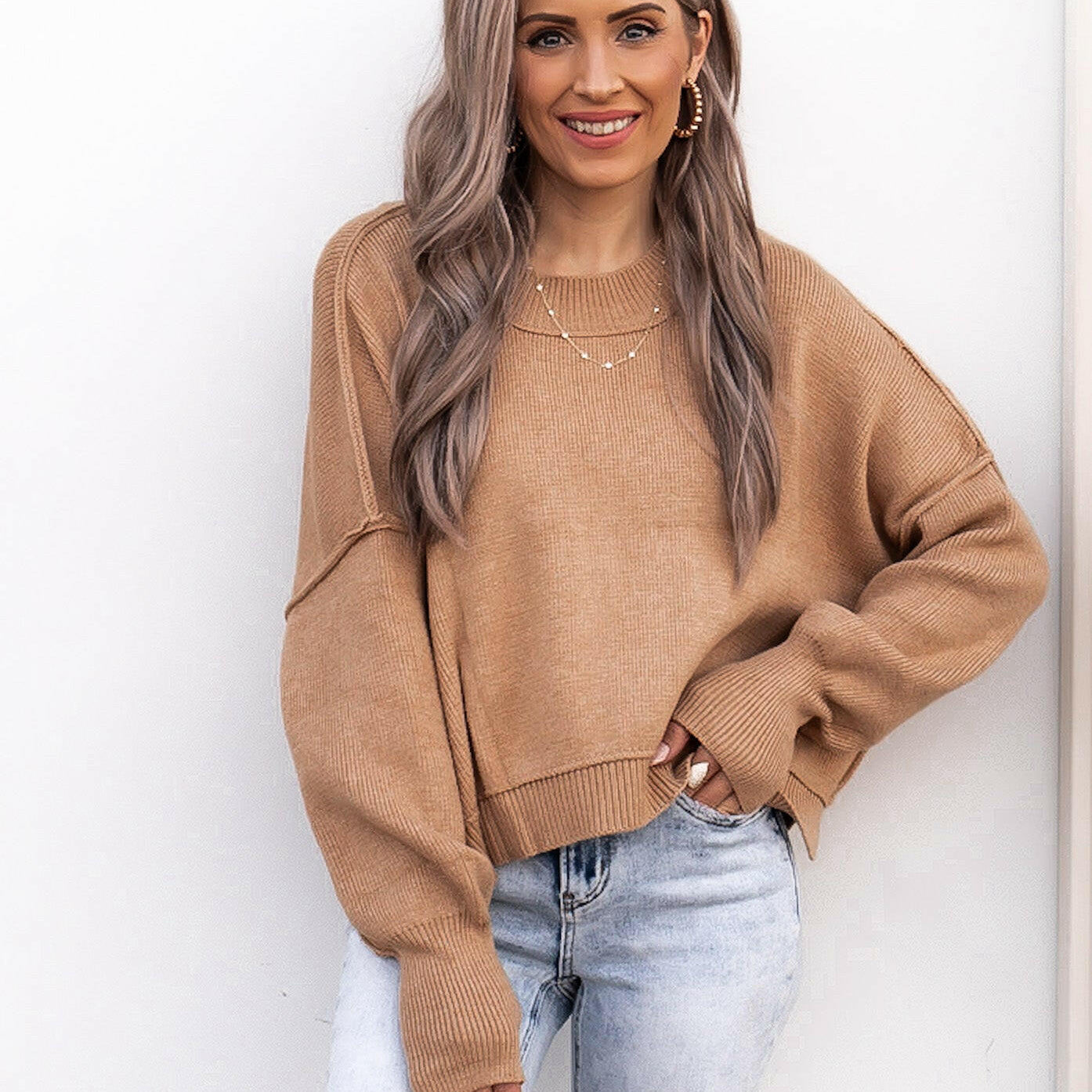 Your Go To Luxe Everyday Sweater | S-XL multiple colors-Sweaters-Krush Kandy, Women's Online Fashion Boutique Located in Phoenix, Arizona (Scottsdale Area)