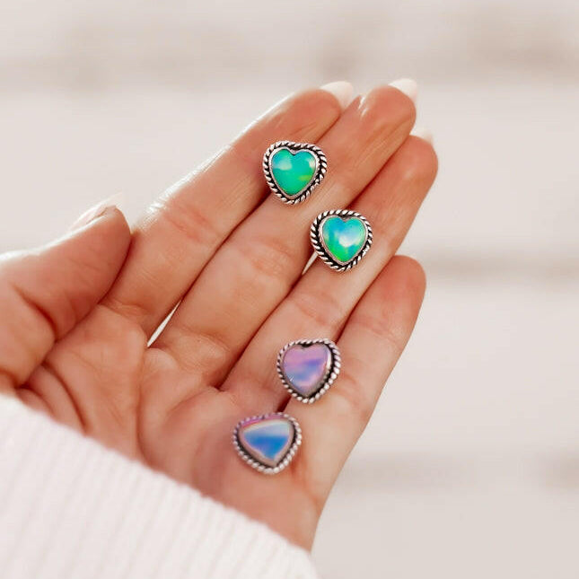 Auroras Heart Single Stone Earrings-Stud Earrings-Krush Kandy, Women's Online Fashion Boutique Located in Phoenix, Arizona (Scottsdale Area)