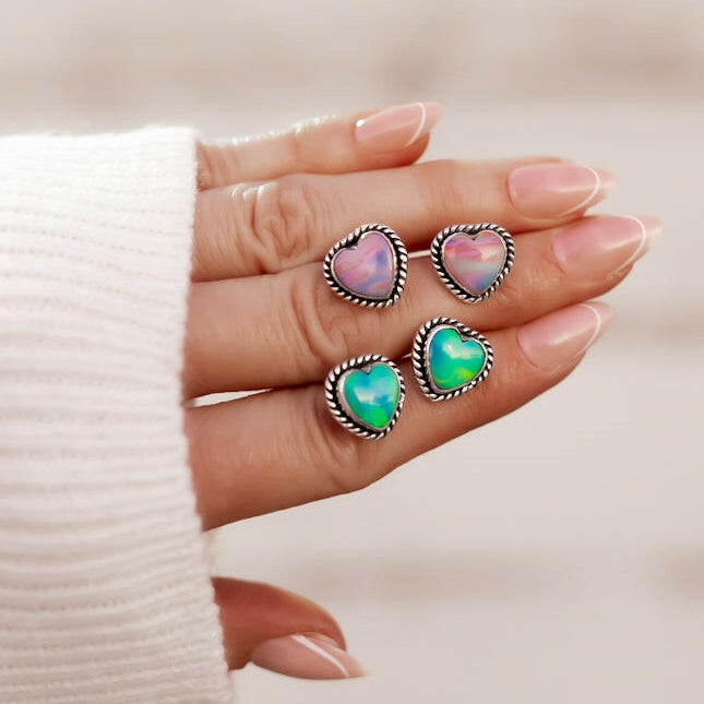 Auroras Heart Single Stone Earrings-Stud Earrings-Krush Kandy, Women's Online Fashion Boutique Located in Phoenix, Arizona (Scottsdale Area)