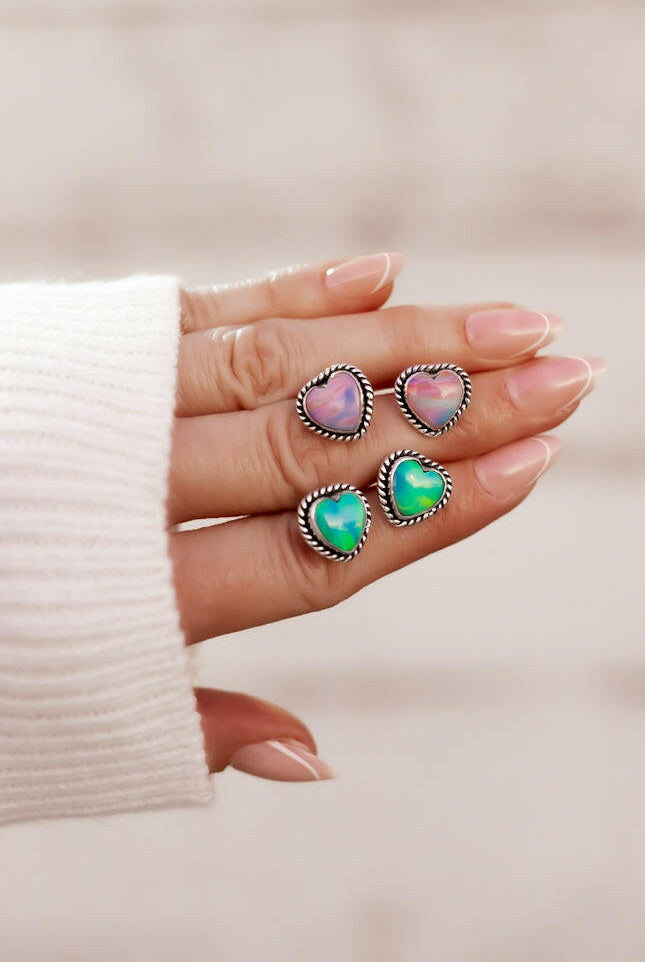 Auroras Heart Single Stone Earrings-Stud Earrings-Krush Kandy, Women's Online Fashion Boutique Located in Phoenix, Arizona (Scottsdale Area)
