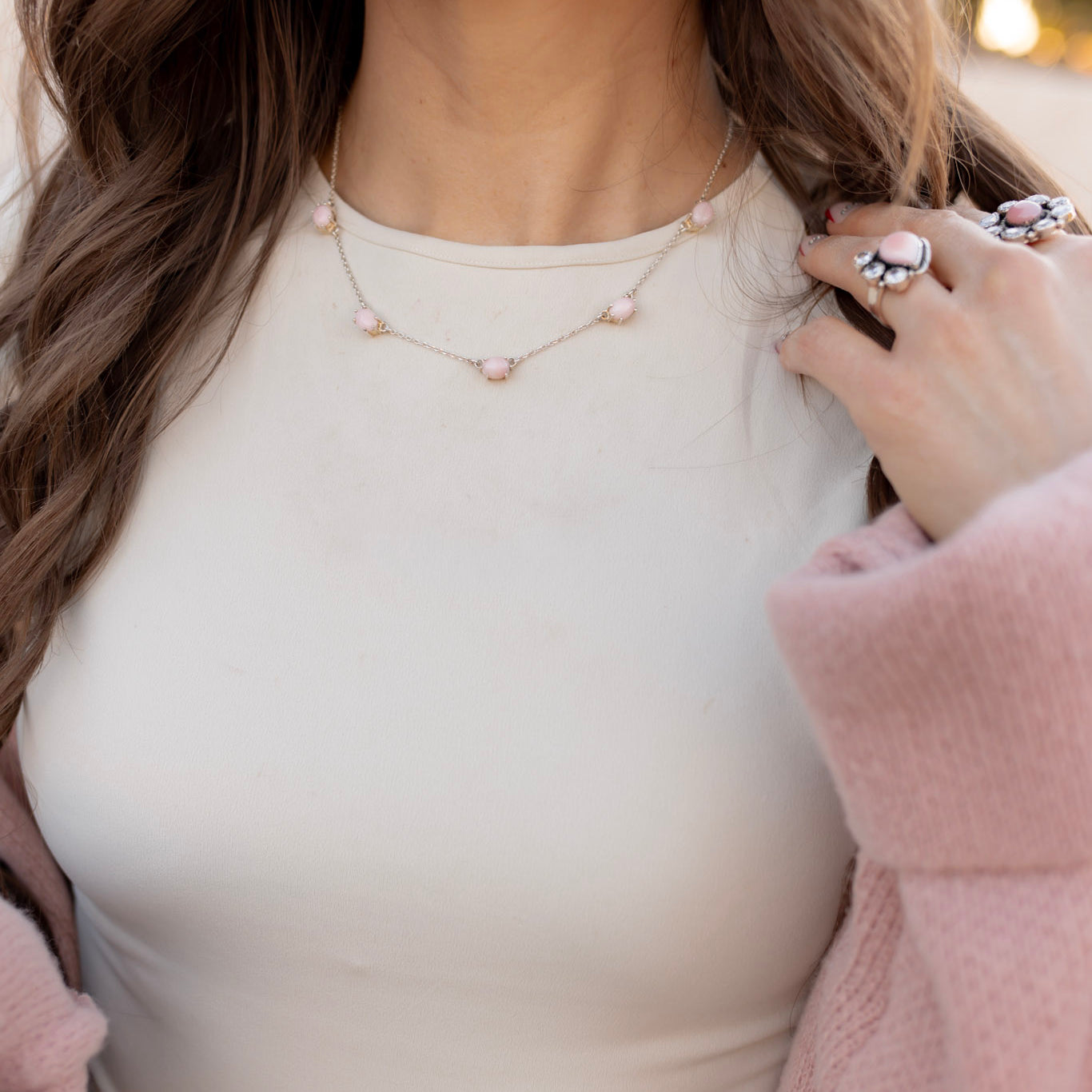 Dainty 5 Stone Drop Necklace | Made to Order