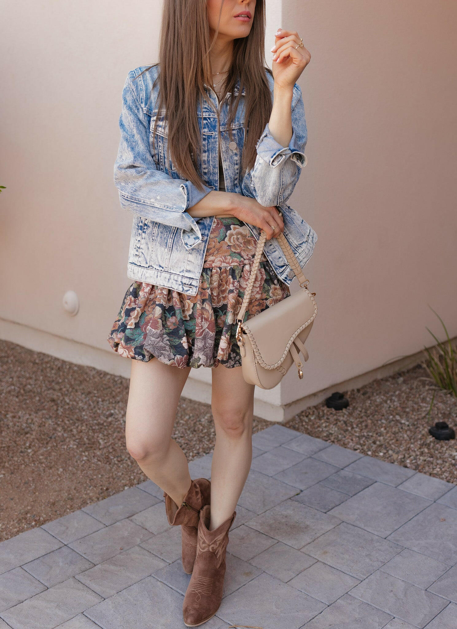 Vintage Floral Print Puff Skirt-Skirts-Krush Kandy, Women's Online Fashion Boutique Located in Phoenix, Arizona (Scottsdale Area)