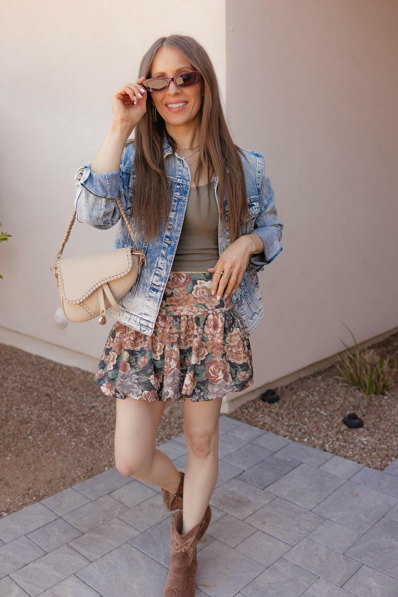 Vintage Floral Print Puff Skirt-Skirts-Krush Kandy, Women's Online Fashion Boutique Located in Phoenix, Arizona (Scottsdale Area)