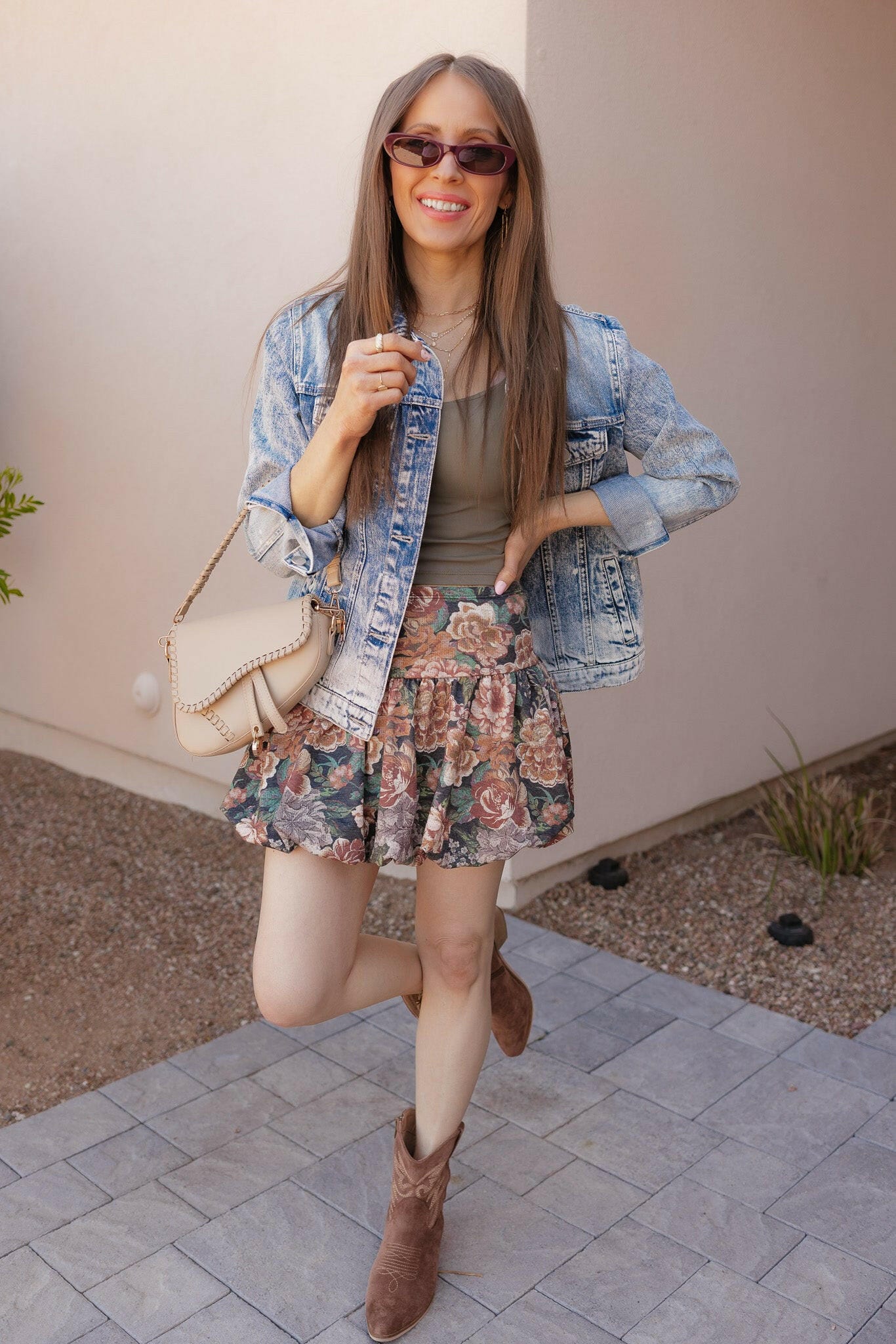 Vintage Floral Print Puff Skirt-Skirts-Krush Kandy, Women's Online Fashion Boutique Located in Phoenix, Arizona (Scottsdale Area)