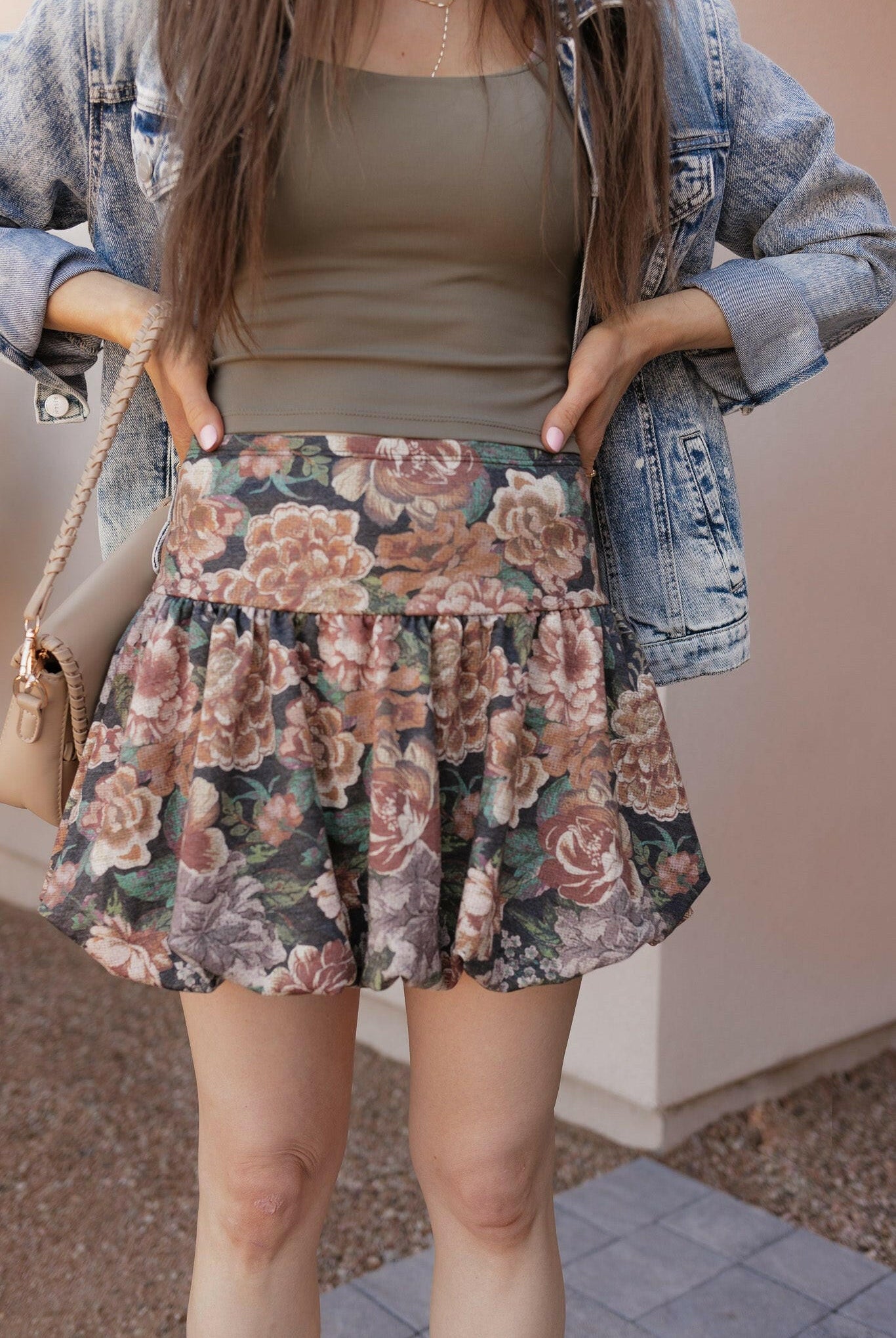 Vintage Floral Print Puff Skirt-Skirts-Krush Kandy, Women's Online Fashion Boutique Located in Phoenix, Arizona (Scottsdale Area)