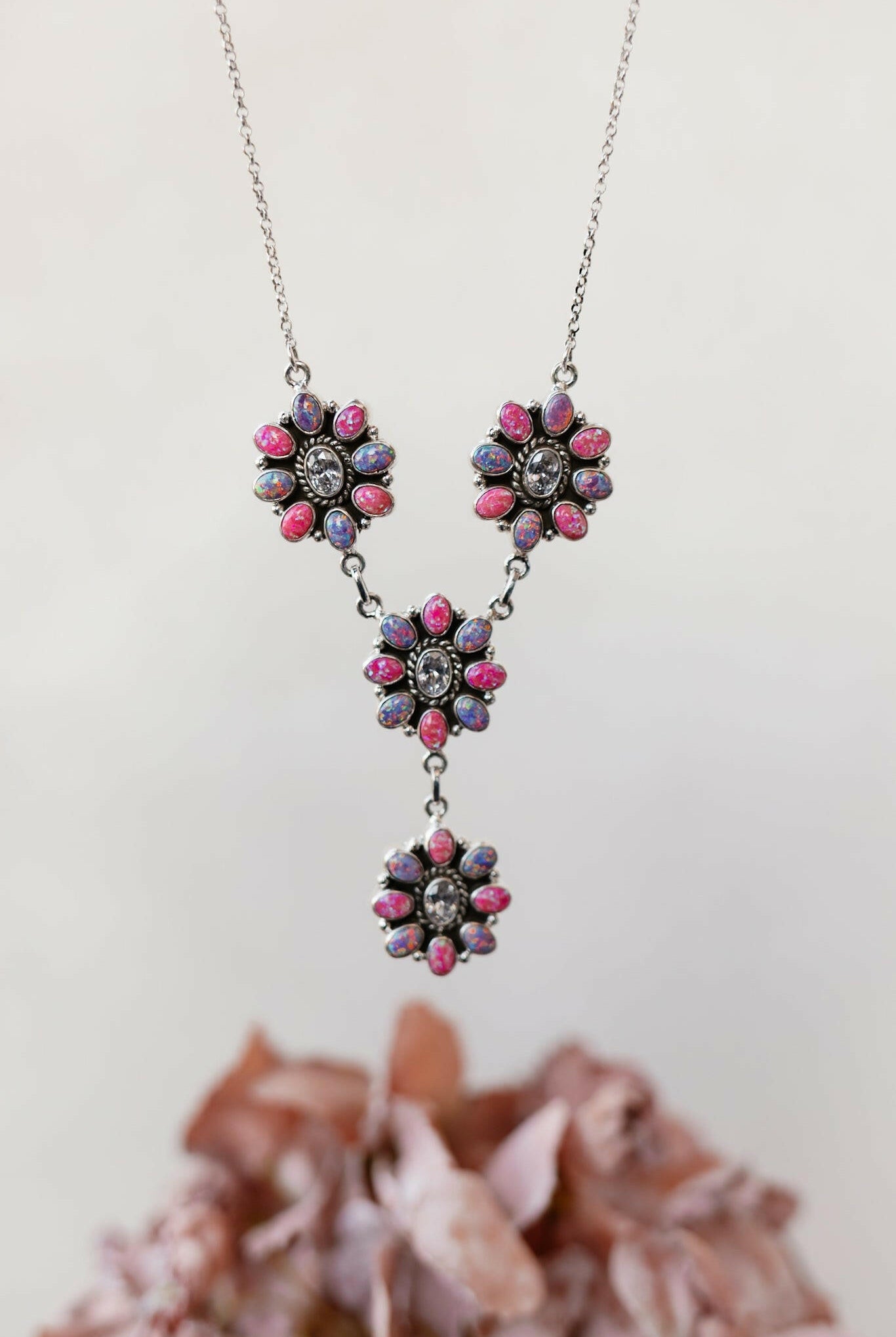 Lariat Blossom Stone Necklace-Lariat and Y Necklaces-Krush Kandy, Women's Online Fashion Boutique Located in Phoenix, Arizona (Scottsdale Area)