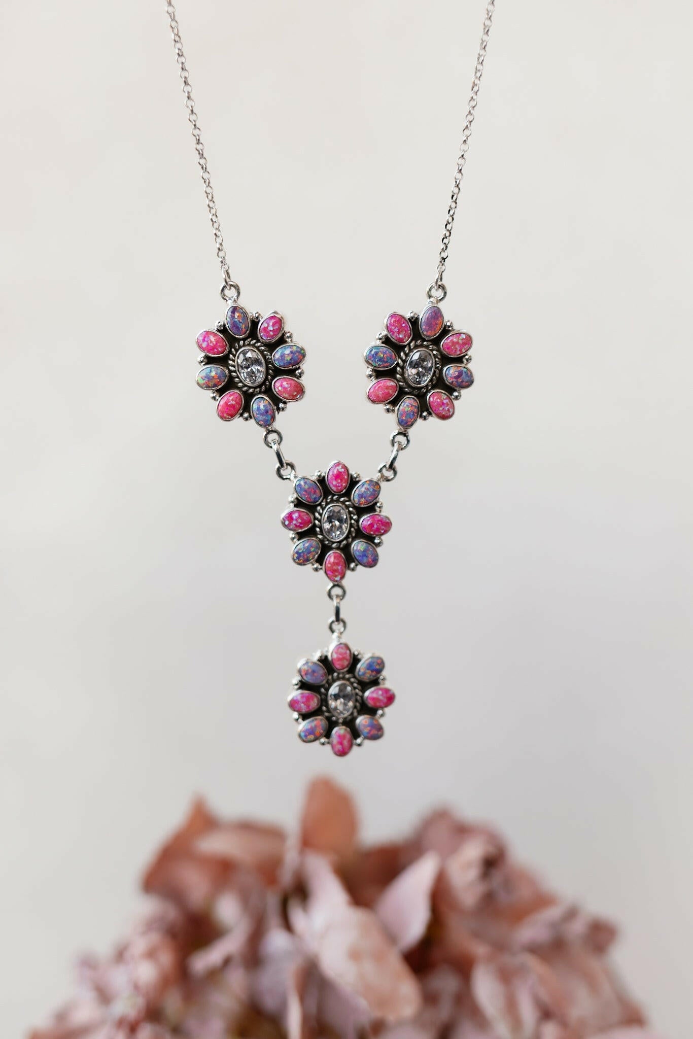 Lariat Blossom Stone Necklace-Lariat and Y Necklaces-Krush Kandy, Women's Online Fashion Boutique Located in Phoenix, Arizona (Scottsdale Area)