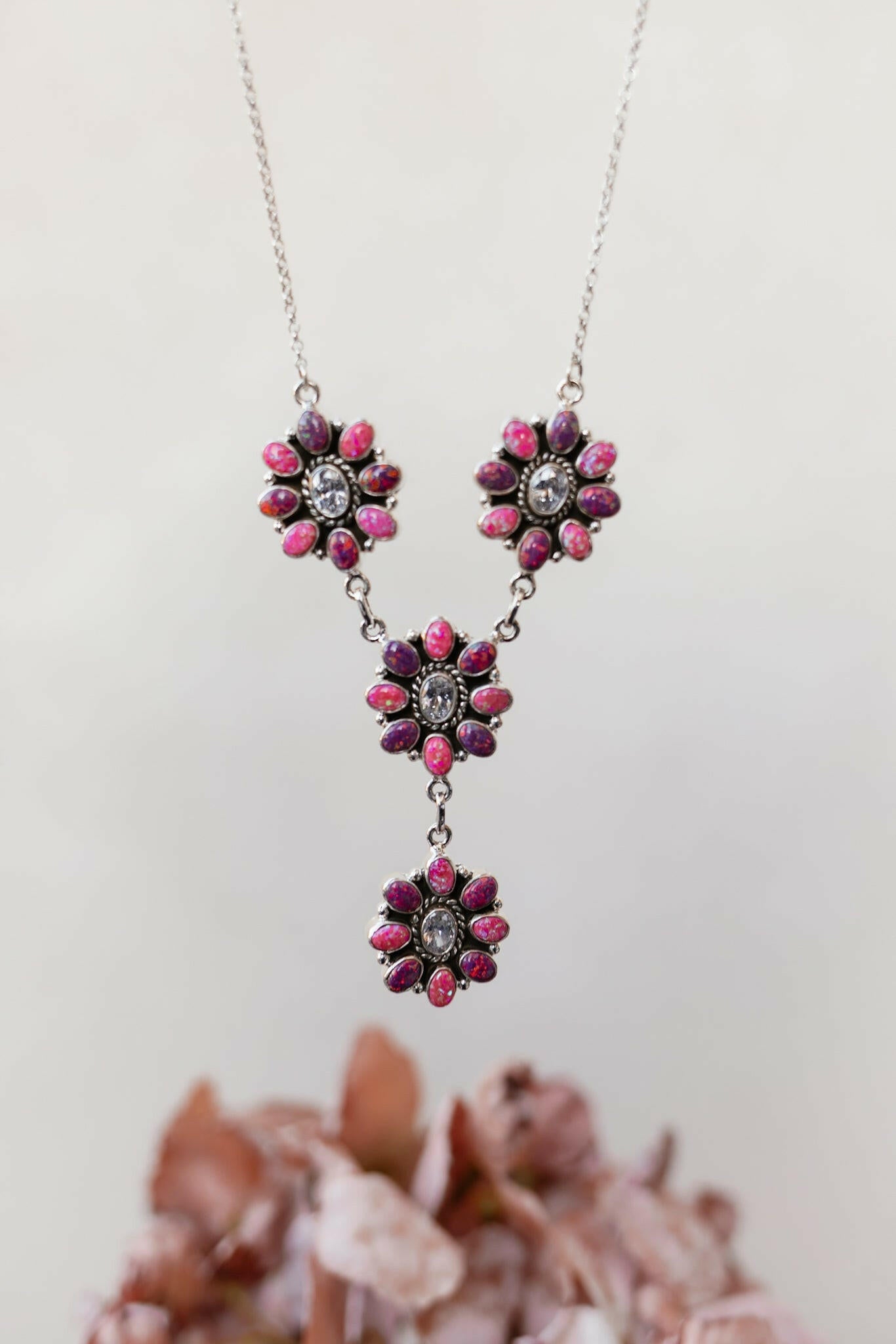 Lariat Blossom Stone Necklace-Lariat and Y Necklaces-Krush Kandy, Women's Online Fashion Boutique Located in Phoenix, Arizona (Scottsdale Area)