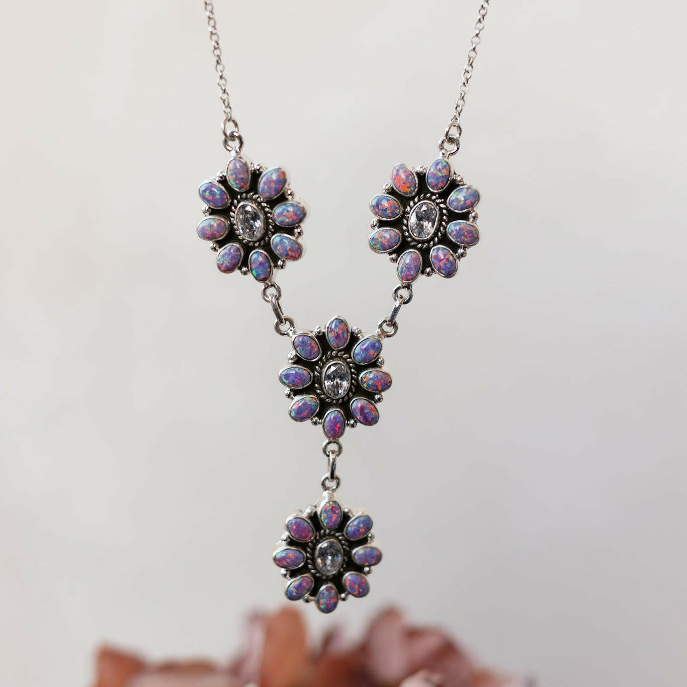 Lariat Blossom Stone Necklace-Lariat and Y Necklaces-Krush Kandy, Women's Online Fashion Boutique Located in Phoenix, Arizona (Scottsdale Area)