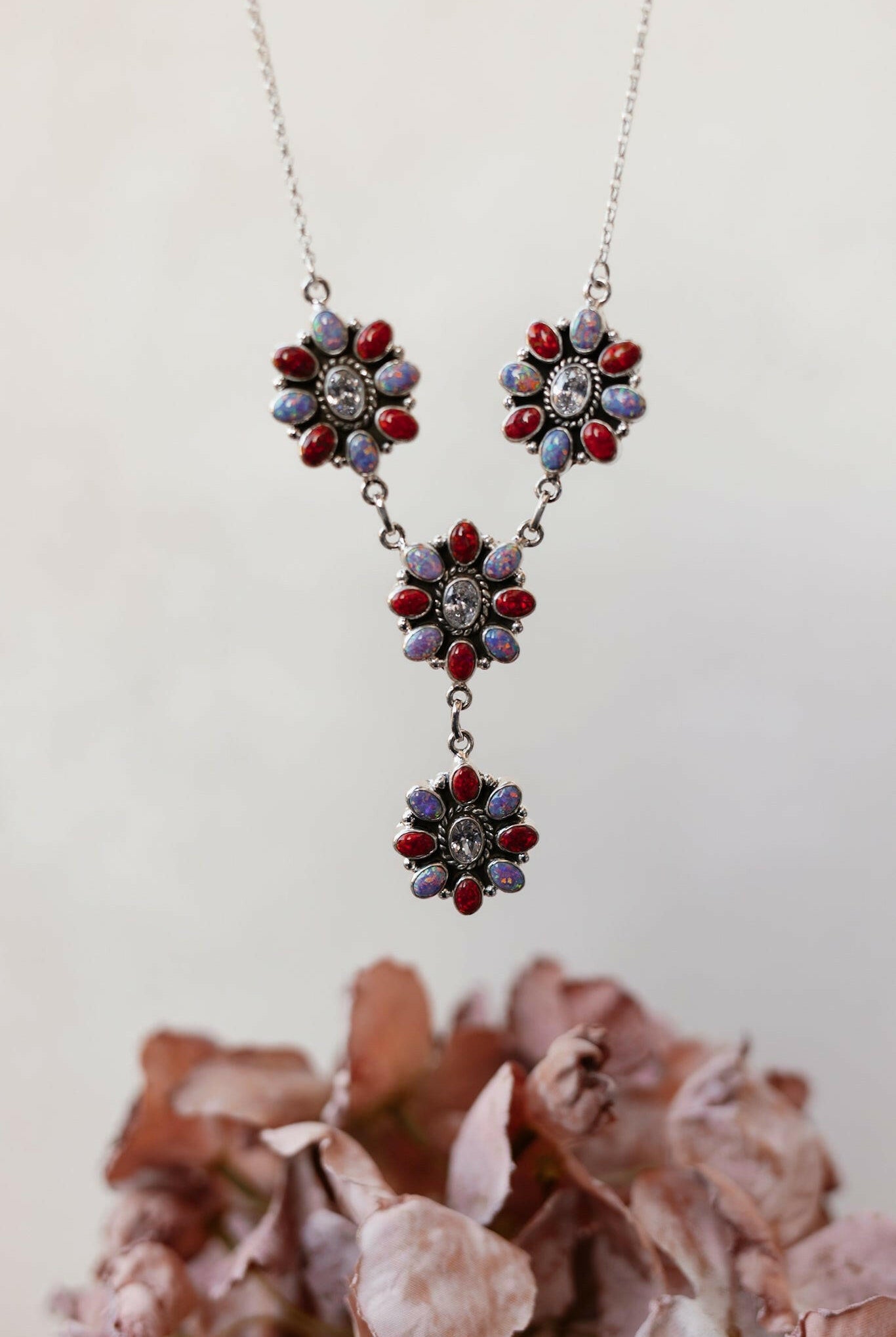 Lariat Blossom Stone Necklace-Lariat and Y Necklaces-Krush Kandy, Women's Online Fashion Boutique Located in Phoenix, Arizona (Scottsdale Area)