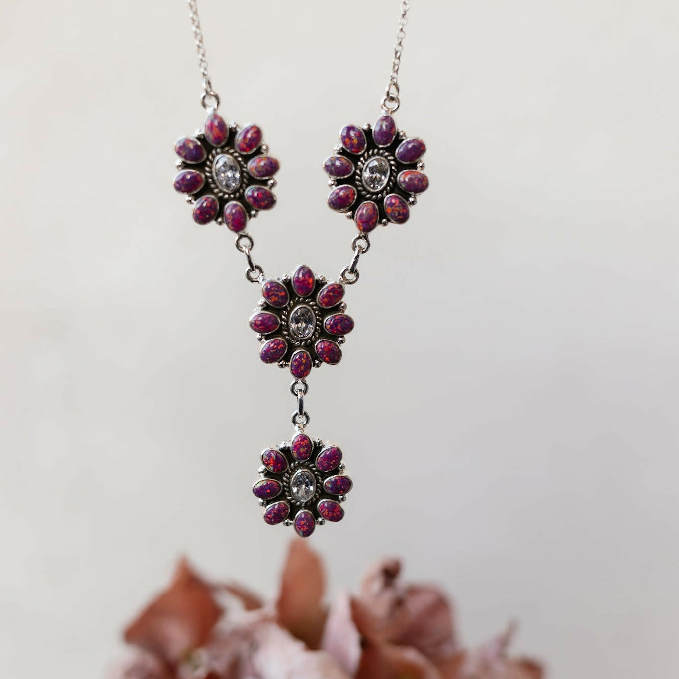 Lariat Blossom Stone Necklace-Lariat and Y Necklaces-Krush Kandy, Women's Online Fashion Boutique Located in Phoenix, Arizona (Scottsdale Area)