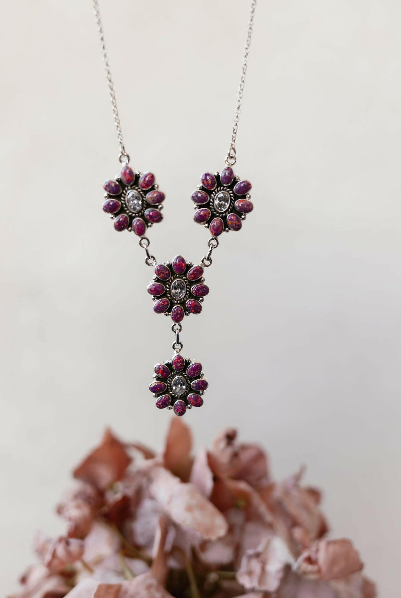 Lariat Blossom Stone Necklace-Lariat and Y Necklaces-Krush Kandy, Women's Online Fashion Boutique Located in Phoenix, Arizona (Scottsdale Area)