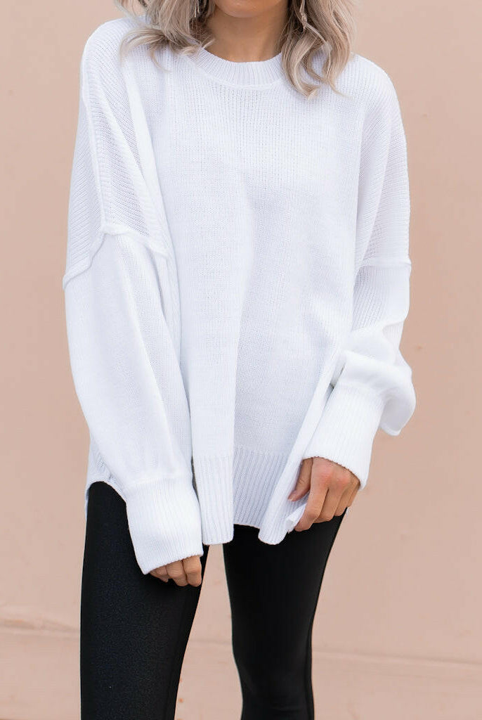 Everyday Elegance Side Slit Sweater | S-XL-Sweaters-Krush Kandy, Women's Online Fashion Boutique Located in Phoenix, Arizona (Scottsdale Area)