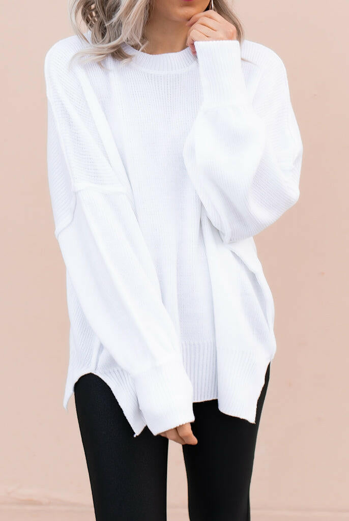 Everyday Elegance Side Slit Sweater | S-XL-Sweaters-Krush Kandy, Women's Online Fashion Boutique Located in Phoenix, Arizona (Scottsdale Area)