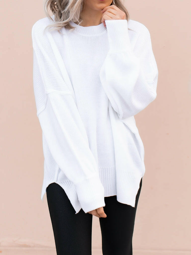 Everyday Elegance Side Slit Sweater | S-XL-Sweaters-Krush Kandy, Women's Online Fashion Boutique Located in Phoenix, Arizona (Scottsdale Area)