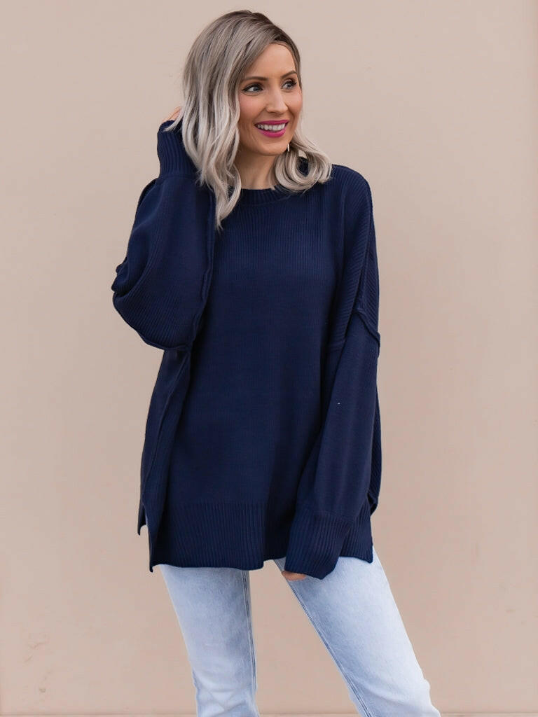 Everyday Elegance Side Slit Sweater | S-XL-Sweaters-Krush Kandy, Women's Online Fashion Boutique Located in Phoenix, Arizona (Scottsdale Area)