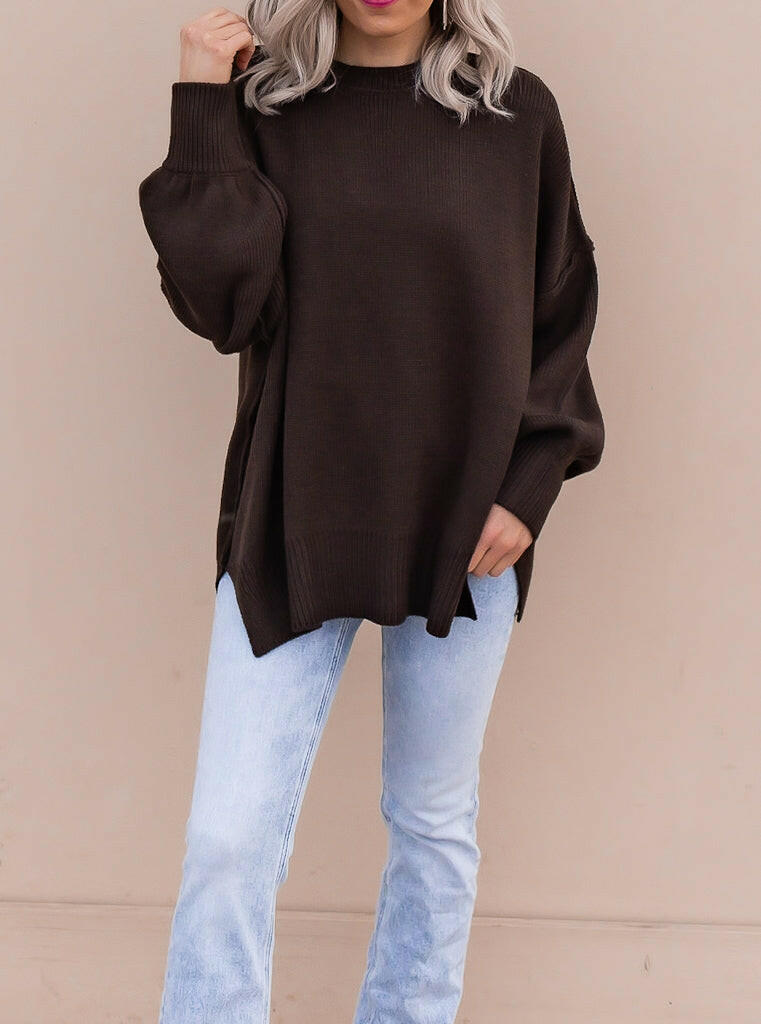 Everyday Elegance Side Slit Sweater | S-XL-Sweaters-Krush Kandy, Women's Online Fashion Boutique Located in Phoenix, Arizona (Scottsdale Area)
