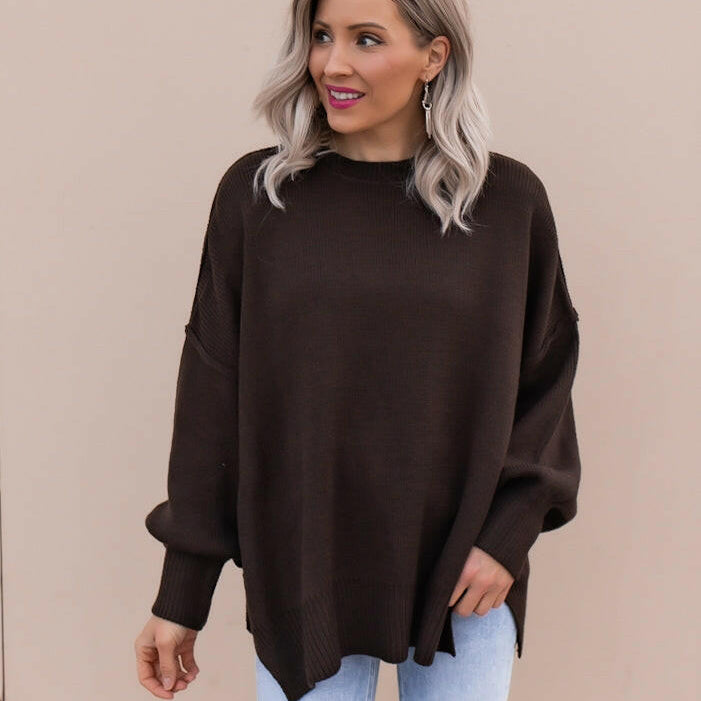 Everyday Elegance Side Slit Sweater | S-XL-Sweaters-Krush Kandy, Women's Online Fashion Boutique Located in Phoenix, Arizona (Scottsdale Area)