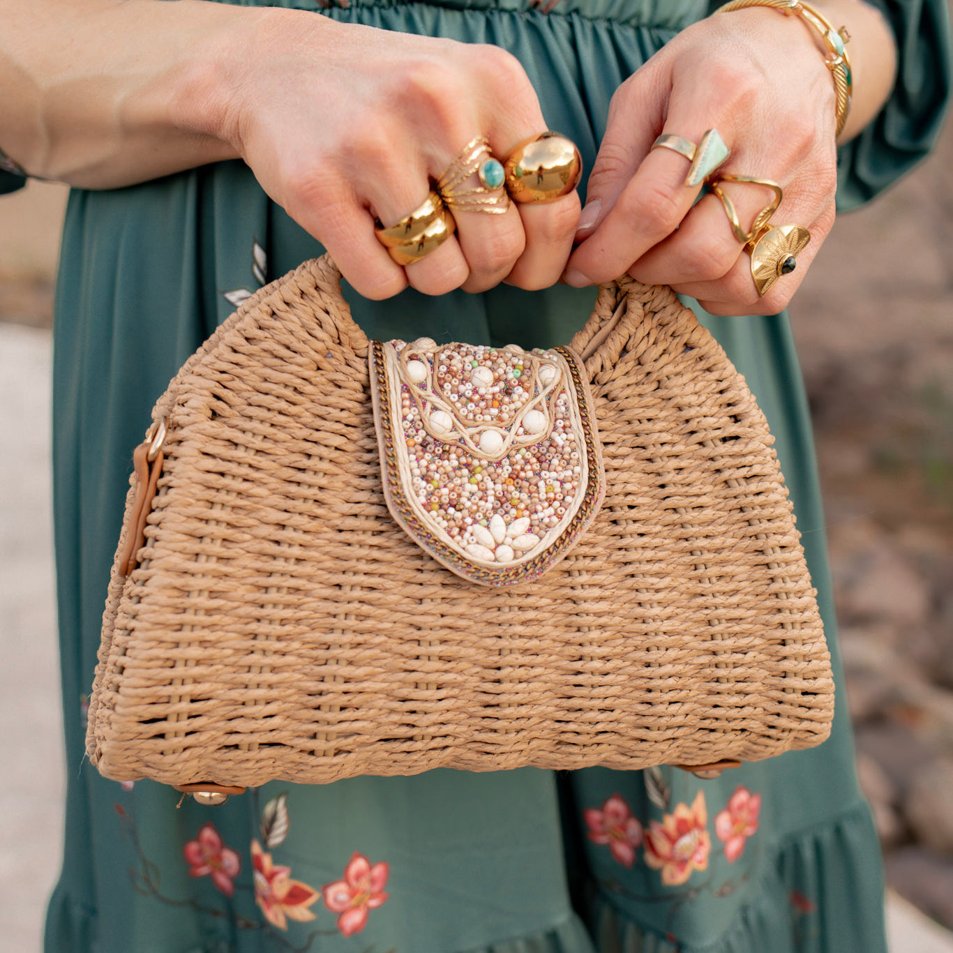 The Willow Rattan Beaded Purse