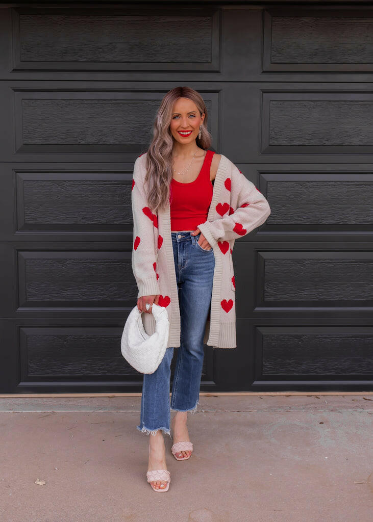 Love Me Or Not Heart Print Cardigan | S-XL-Sweaters-Krush Kandy, Women's Online Fashion Boutique Located in Phoenix, Arizona (Scottsdale Area)