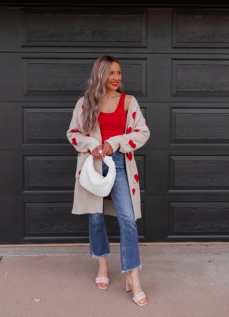 Love Me Or Not Heart Print Cardigan | S-XL-Sweaters-Krush Kandy, Women's Online Fashion Boutique Located in Phoenix, Arizona (Scottsdale Area)