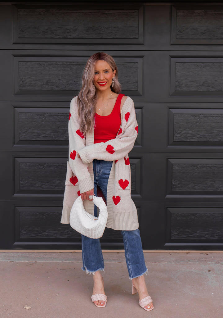 Love Me Or Not Heart Print Cardigan | S-XL-Sweaters-Krush Kandy, Women's Online Fashion Boutique Located in Phoenix, Arizona (Scottsdale Area)