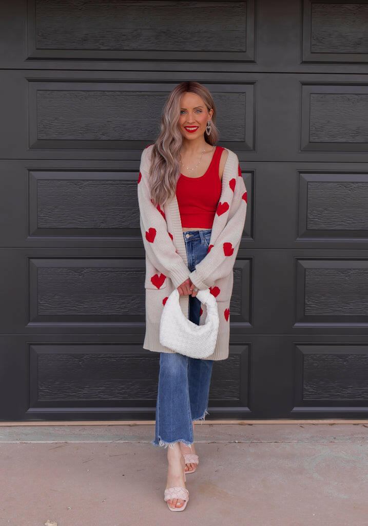 Love Me Or Not Heart Print Cardigan | S-XL-Sweaters-Krush Kandy, Women's Online Fashion Boutique Located in Phoenix, Arizona (Scottsdale Area)