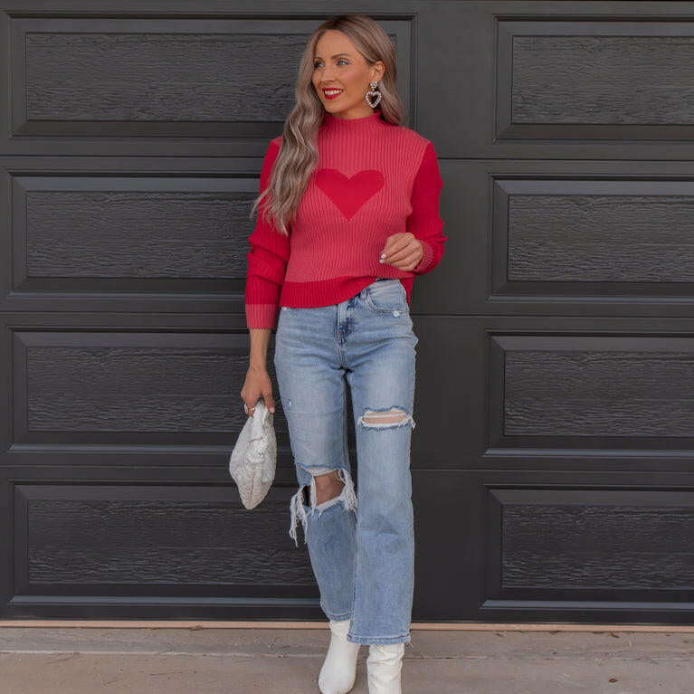LOVER Heart Print Sweater | S-XL-Sweaters-Krush Kandy, Women's Online Fashion Boutique Located in Phoenix, Arizona (Scottsdale Area)