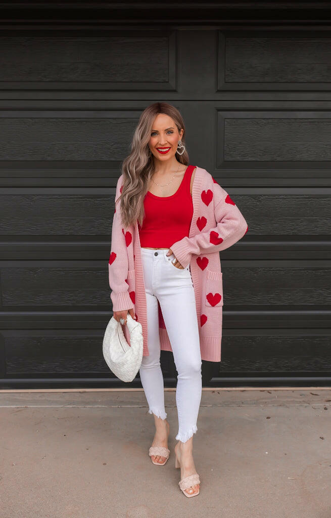Love Me Or Not Heart Print Cardigan | S-XL-Sweaters-Krush Kandy, Women's Online Fashion Boutique Located in Phoenix, Arizona (Scottsdale Area)