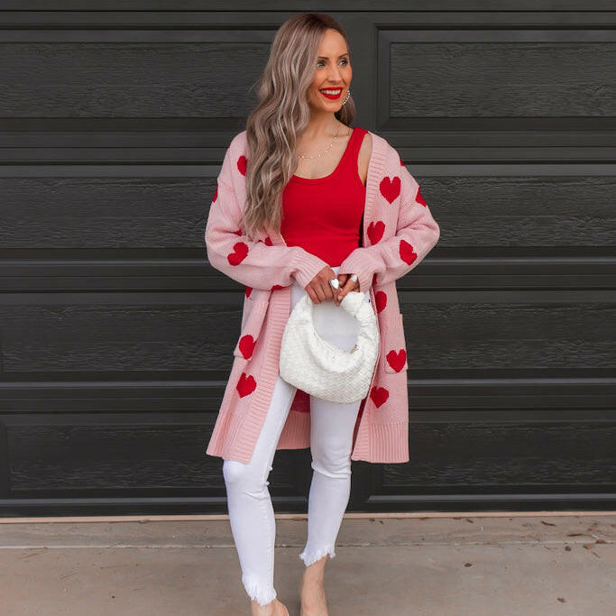 Love Me Or Not Heart Print Cardigan | S-XL-Sweaters-Krush Kandy, Women's Online Fashion Boutique Located in Phoenix, Arizona (Scottsdale Area)