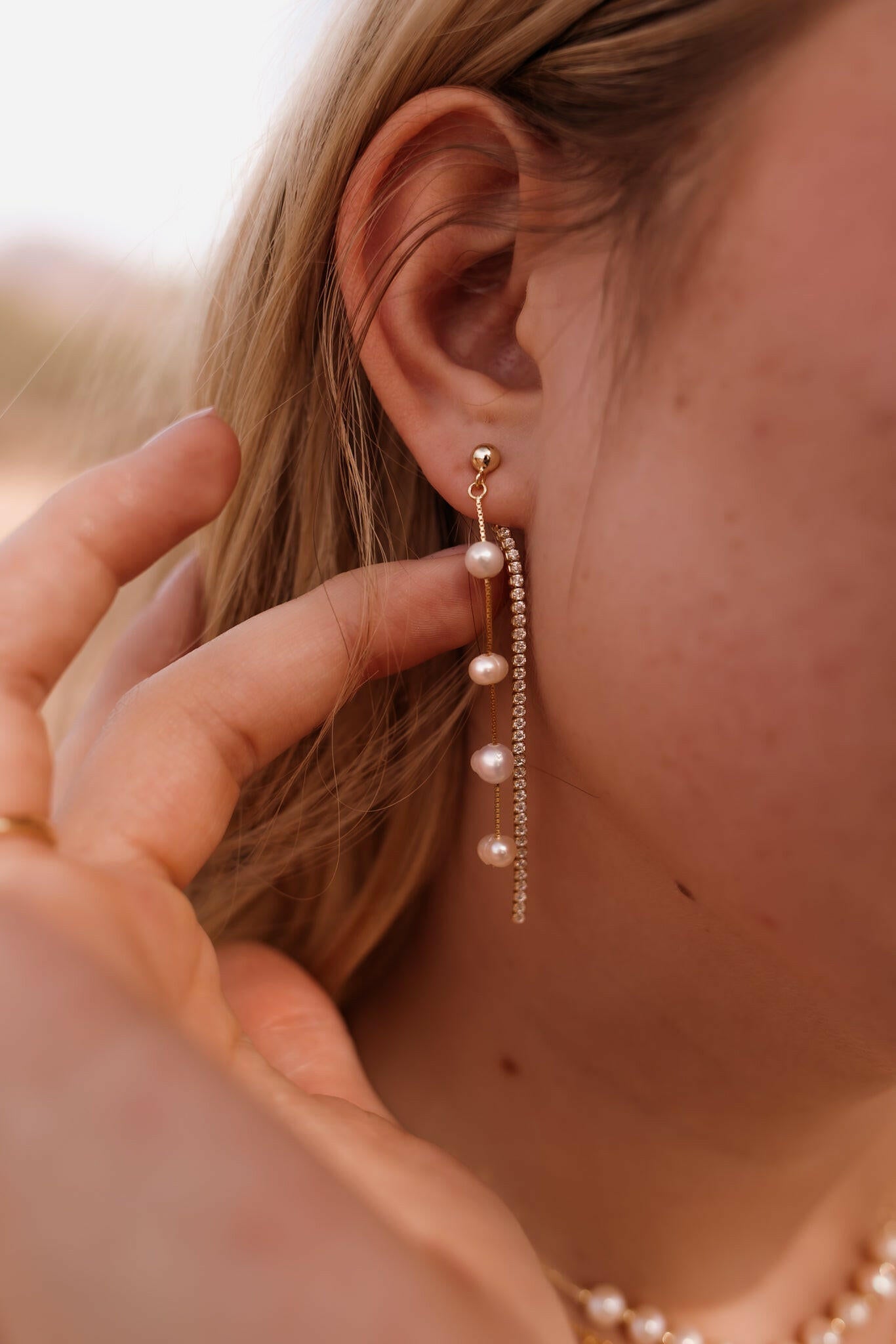 Vintage Pearl & Crystal Tassel Threader Earrings-Earrings-Krush Kandy, Women's Online Fashion Boutique Located in Phoenix, Arizona (Scottsdale Area)