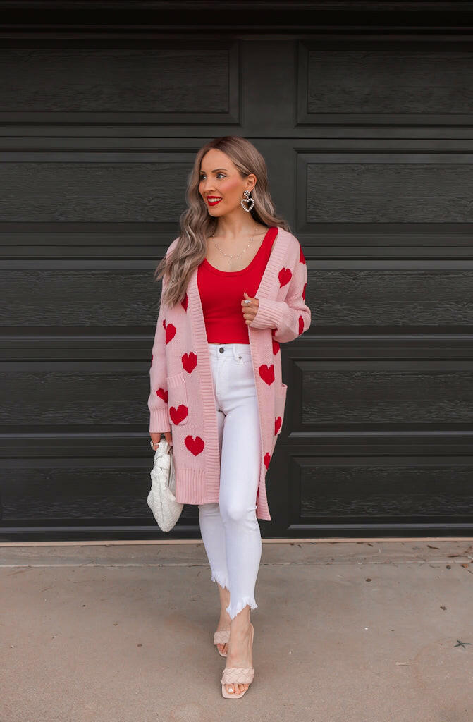 Love Me Or Not Heart Print Cardigan | S-XL-Sweaters-Krush Kandy, Women's Online Fashion Boutique Located in Phoenix, Arizona (Scottsdale Area)
